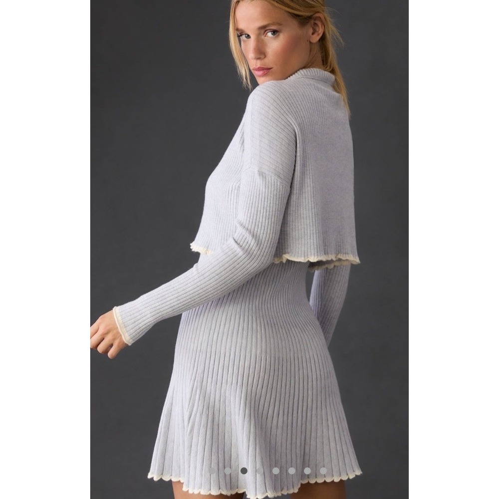 Daily Practice by Anthropologie Miles Sweater Dress 1/4 Zip Gray Blue Size M - Picture 3 of 10